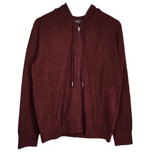 Quince Mongolian Cashmere Full Zip Hoodie Rich Burgundy M Women